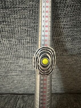 paparazzi Silver-Tone Concentric Ring with Yellow Cabochon
